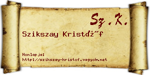 Szikszay Kristóf névjegykártya
